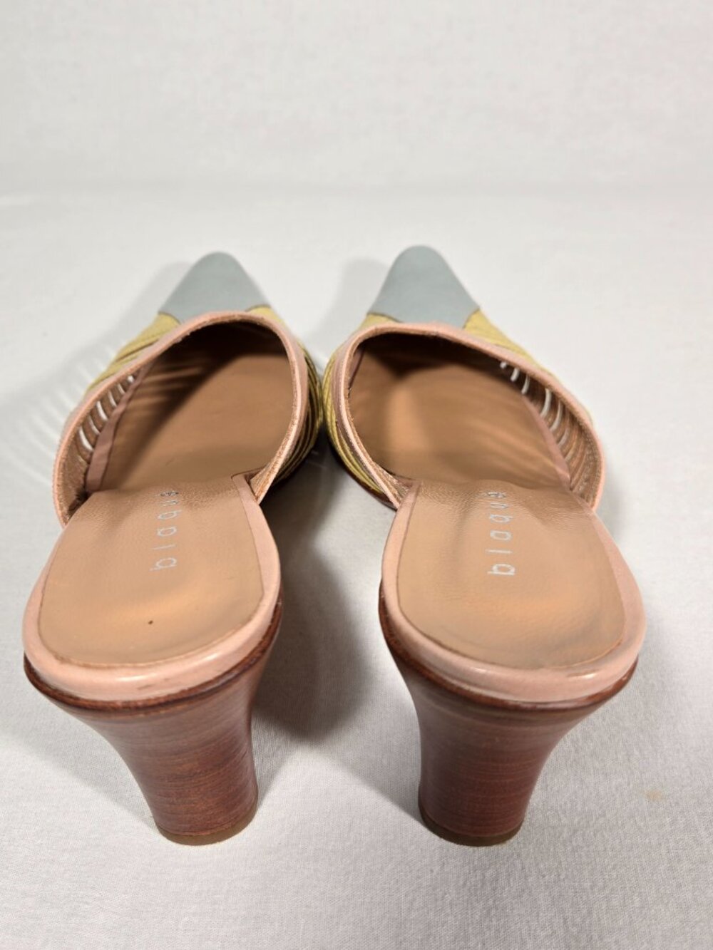 Vintage Y2K Whimsical Color-Block Cage LEATHER Pointed Kitten Mule Women Size 7. - Picture 11 of 17